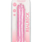 Realrock Crystal Clear Straight No Balls Dildo - Clear/Pink - 11in