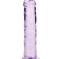 Realrock Crystal Clear Straight No Balls Dildo - Clear/Purple - 6in