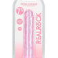 Realrock Crystal Clear Straight No Balls Dildo - Clear/Pink - 7in