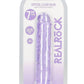 Realrock Crystal Clear Straight No Balls Dildo - Clear/Purple - 7in