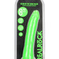 Realrock Slim Glow In The Dark Dildo with Suction Cup - Glow In The Dark/Green - 8in