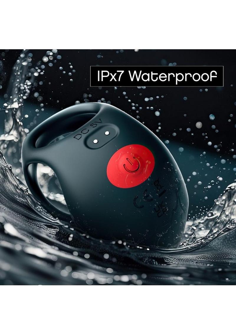 Red Dot Silicone Rechargeable Vibrating Cock Ring with Controller V3