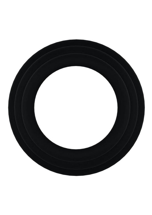 Rock Solid Tri-Pack Silicone Gasket Cock Ring - Black