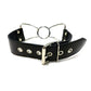 Rouge Leather Adjustable Spider Gag - Black