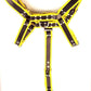 Rouge Leather Body Harness with Detachable Strap - Black/Yellow - Large