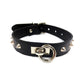 Rouge O Ring Studded Adjustable Leather Collar - Black
