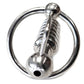 Rouge Stainless Steel Hollow Beaded Urethral Probe and Cock Ring - Metal