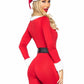 Santa Baby Spandex Jumpsuit with Fur Trim, Belt and Santa Hat - Red/White - Small - 3 Pieces