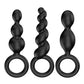 Satisfyer Booty Call Silicone Textured Anal Plugs Black 3 Each