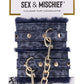 Sex and Mischief Cougar Fur Handcuffs - Blue/Gold/Navy