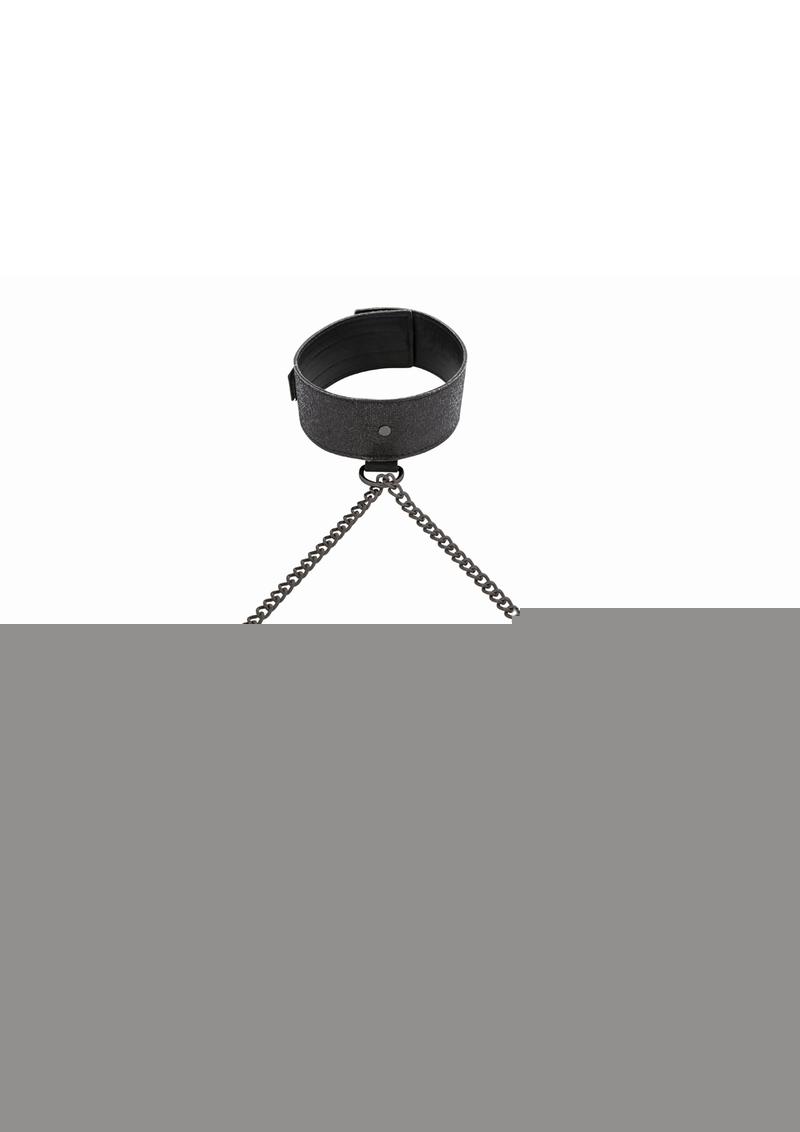 Sex and Mischief Shadow Sparkle Collar and Cuff - Black - Set