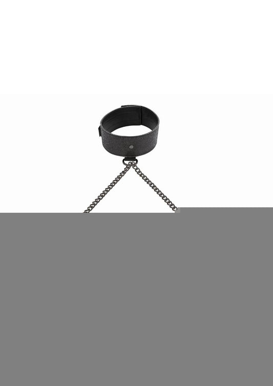 Sex and Mischief Shadow Sparkle Collar and Cuff - Black - Set
