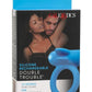 Silicone Rechargeable Double Trouble Cock Ring - Blue