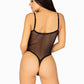Snap Crotch Mesh Cami Bodysuit with Adjustable Straps and Thong Back