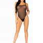 Snap Crotch Mesh Cami Bodysuit with Adjustable Straps and Thong Back