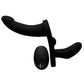 Strap U Double Take Double Penetration Rechargeable Silicone Vibrating Strap-On Harness - Black