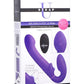Strap U Ergo-Fit G-Pulse Silicone Rechargeable 10x Dual Dildo Strapless Strap-On with Remote Control - Purple