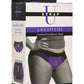 Strap U Lace Envy Lace Crotchless Panty Harness - Black/Purple - XXLarge