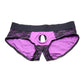 Strap U Lace Envy Lace Crotchless Panty Harness - Black/Purple - XXLarge
