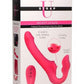 Strap U Licking Vibrating Rechargeable Silicone Strapless Strap-On with Remote Control - Pink