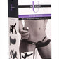 Strap U Power Pegger Silicone Vibrating Double Pleasure 6.5in Dildo with Harness - Black