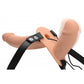 Strap U Power Pegger Silicone Vibrating Double Pleasure 6.5in Dildo with Harness - Flesh/Vanilla