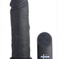 Strap U Power Player 28x Vibrating Silicone Rechargeable Dildo 6.5in with Remote Control - Black