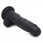 Strap U Silicone Dildo with Balls - Black