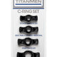 Titanmen Stretch-To-Fit Cock Rings - Black - 4 Piece Kit