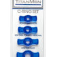 Titanmen Stretch-To-Fit Cock Rings - Blue - 4 Piece Kit