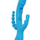 Trilux Kinky Finger Rechargeable Silicone Rabbit Vibrator with Anal Beads - Blue