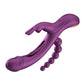 Trilux Kinky Finger Rechargeable Silicone Rabbit Vibrator with Anal Beads - Purple